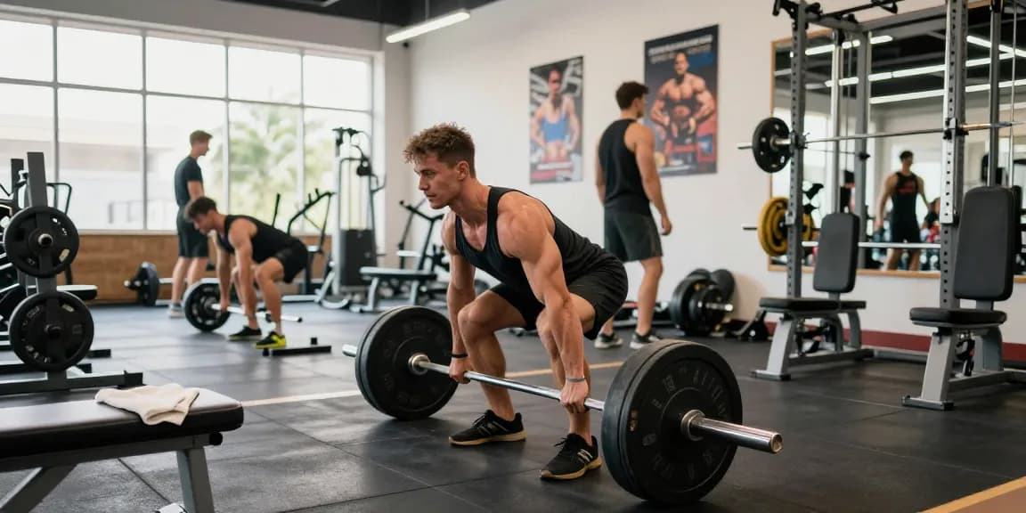 Anabolika Shop offers quality muscle-building steroids in a dynamic gym setting, showcasing athletes committed to strength training.