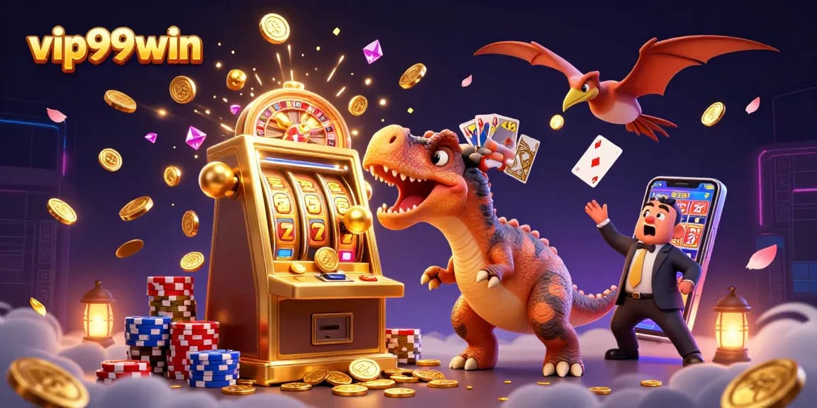 Experience thrilling wins at vip99win with a dinosaur jackpot scene of excitement and adventure.