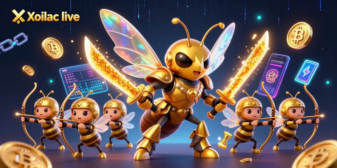 Xoilac live showcases a vibrant 3D illustration featuring unique cartoon characters promoting gaming excitement.
