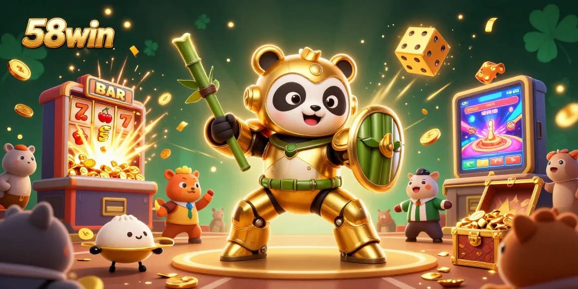 Experience the vibrant energy of 58win's thrilling casino atmosphere with dynamic characters and gambling excitement.