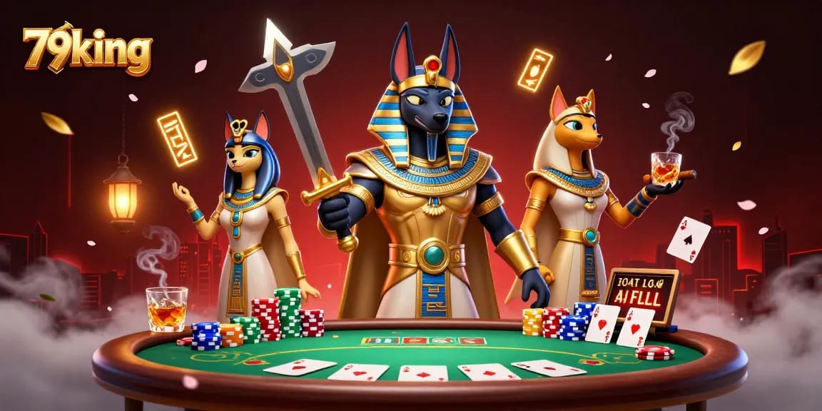 79king casino warriors engage at a vibrant poker table surrounded by colorful elements.