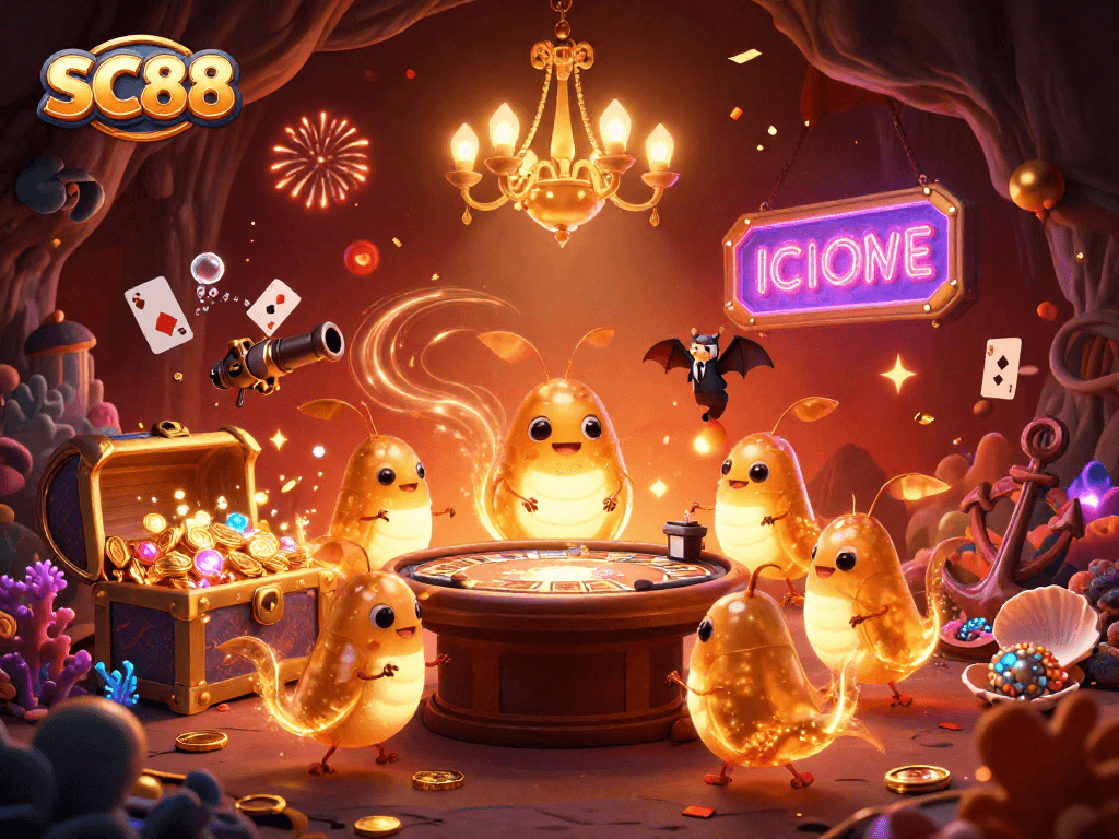 Experience thrilling gameplay at SC88 with vibrant, dynamic casino scene full of excitement and dazzling lights.