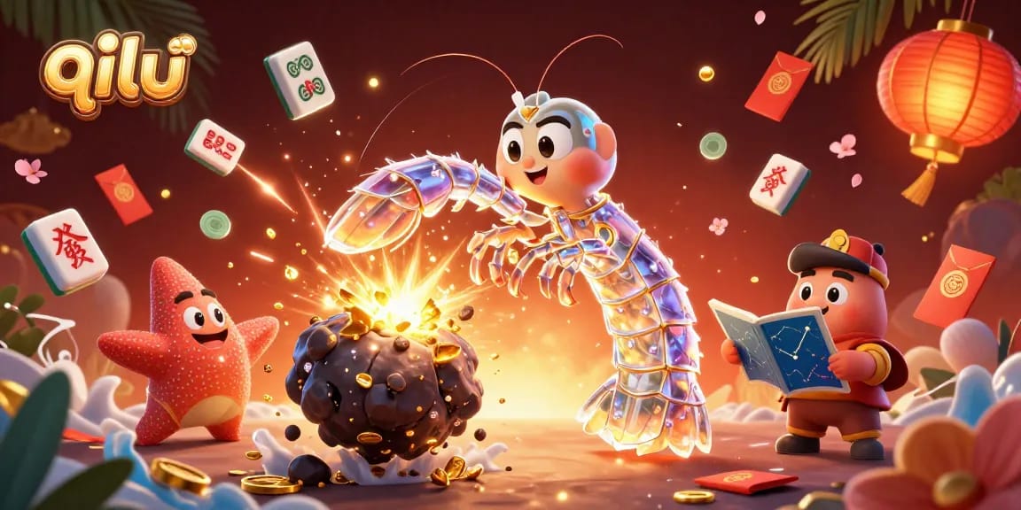Engage with qilu's galaxy-themed gaming experience featuring sparkling gems and vibrant decorations.