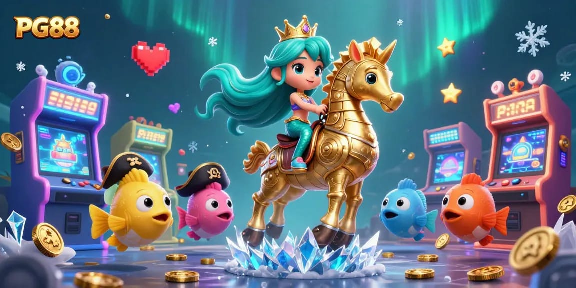 Experience the thrill of PG88 with a visual celebration featuring a magical underwater scene of a mermaid princess and her seahorse companion.