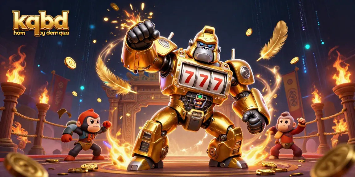 Engage in the excitement of kqbd hom nay dem qua with a dynamic scene featuring a golden gorilla mech amidst thrilling betting elements.