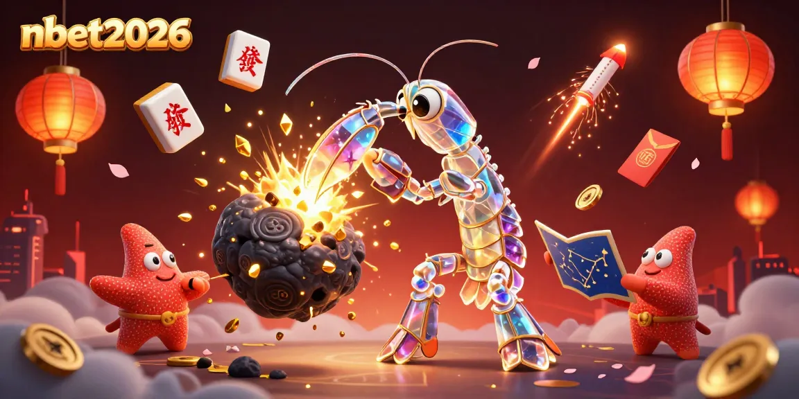 Experience nbet2026's thrilling casino action with a samurai shrimp amidst golden gems and festive elements.