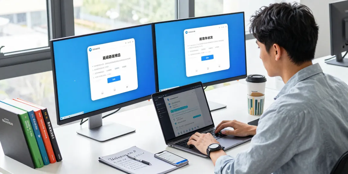 Setting up Telegram中文 on a modern desktop setup with dual monitors, showing the interface in Chinese.
