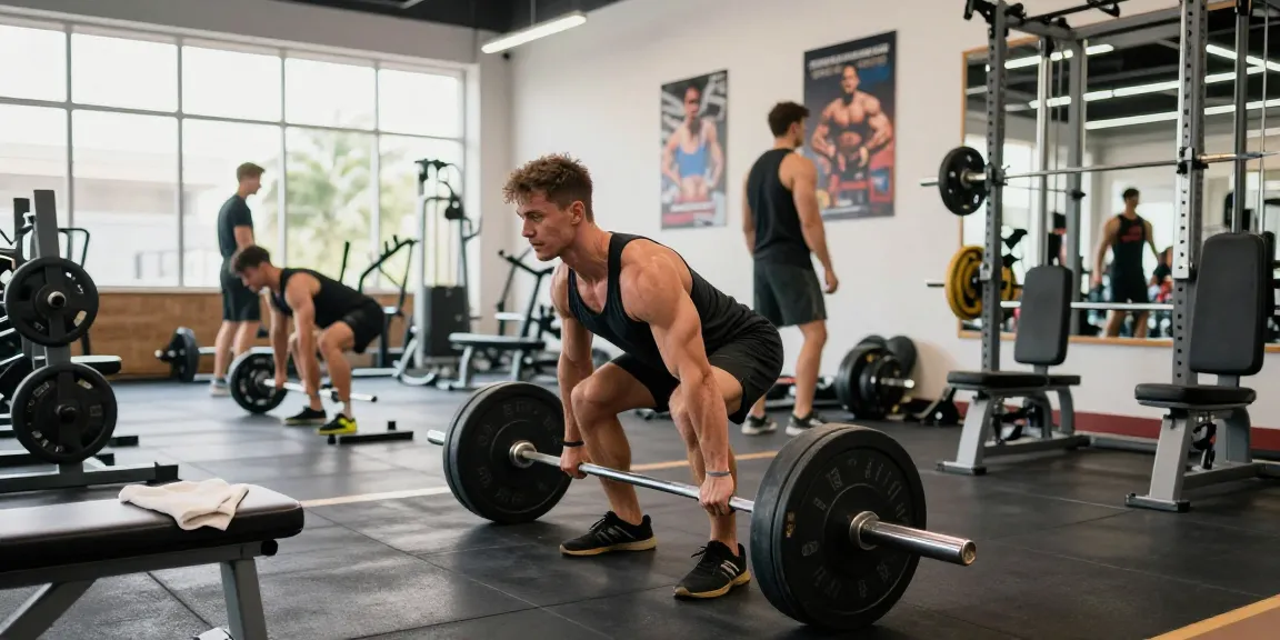 Anabolika Shop offers quality muscle-building steroids in a dynamic gym setting, showcasing athletes committed to strength training.