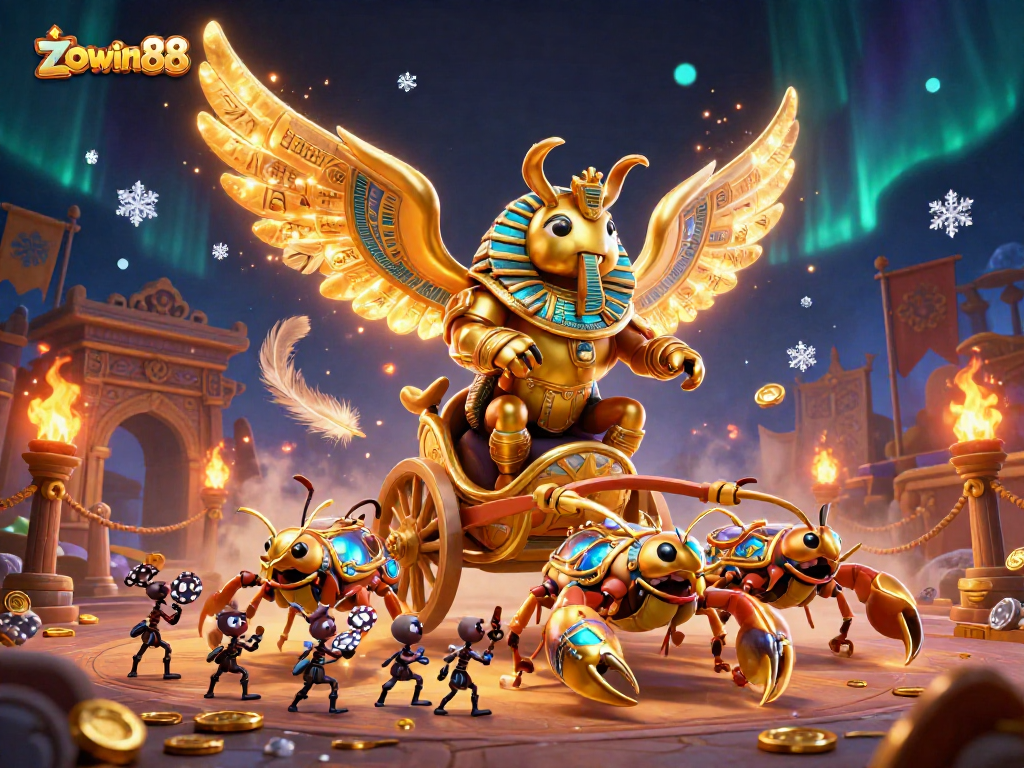 Experience the excitement of zowin88 with a vibrant casino scene, featuring characters and dynamic elements.