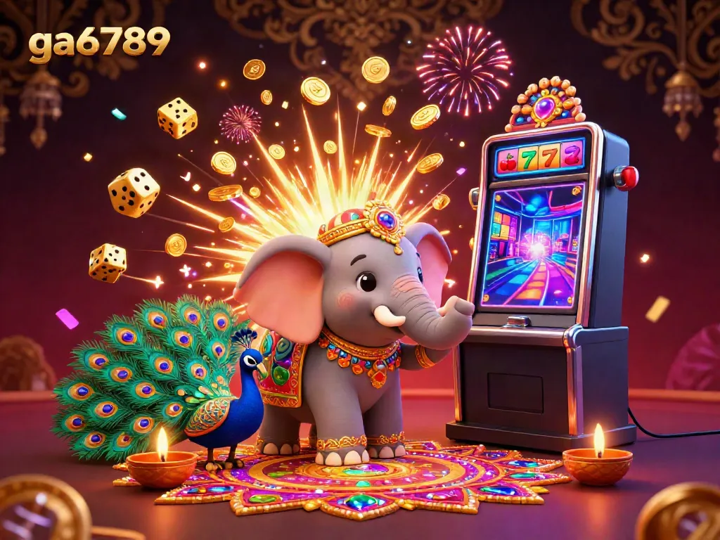 Engage with ga6789's vibrant casino experience featuring magical 3D illustrations of fun gambling elements.