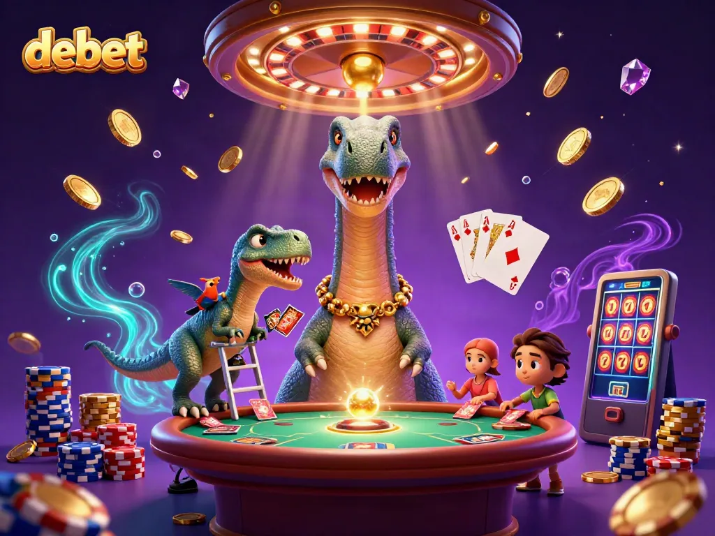 Experience thrilling adventures at DEBET casino with vibrant characters and dynamic gaming elements.