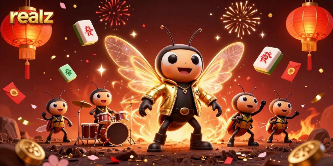 Experience the thrill of realz casino games with the dynamic scene of a cicada rock star and vibrant casino elements.