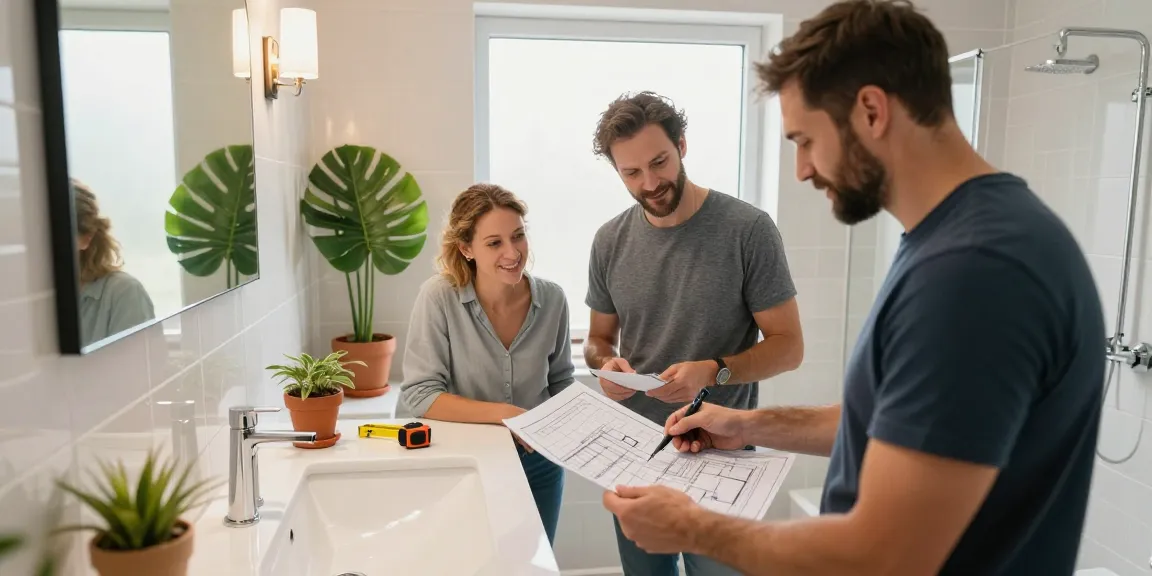 Badsanierung Augsburg: Modernisiertes Badezimmer mit professionellen Handwerkern und stilvollen Fliesen.