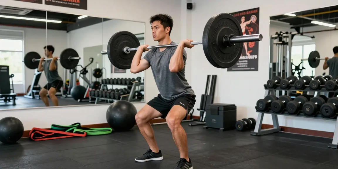 Anabolika Shop: Fitness-Enthusiast beim Gewichtheben in einem gut beleuchteten Fitnessstudio mit hochwertigen Geräten.