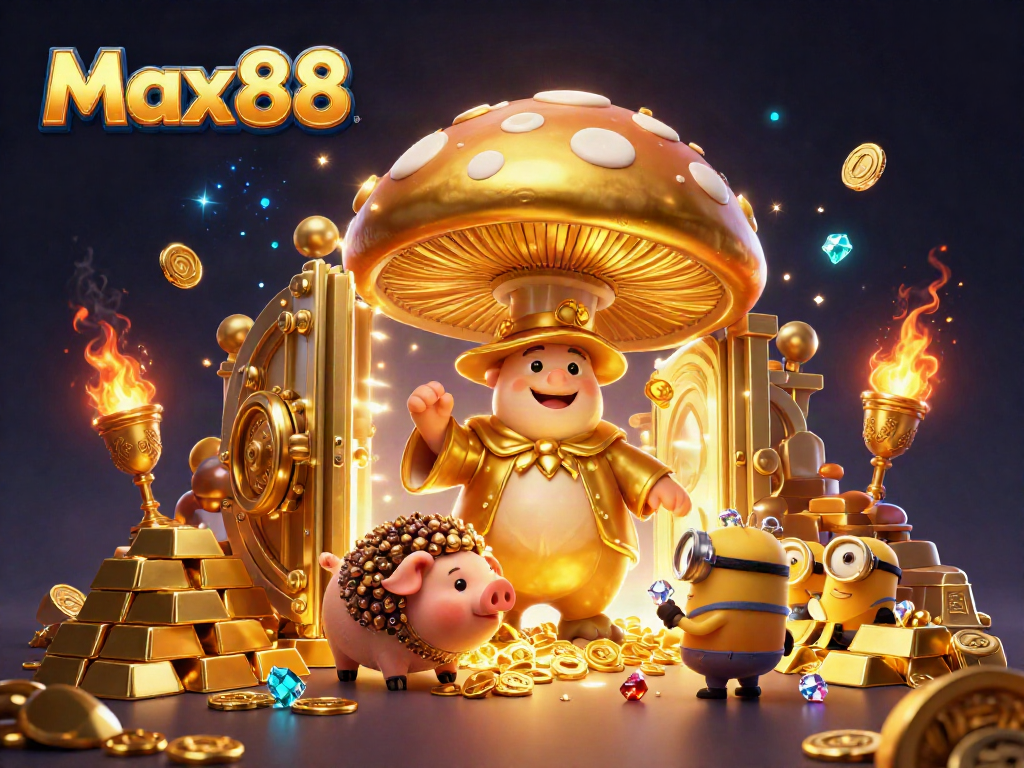 Experience the magic of Max88 with a golden wizard, treasures, and immersive casino fun.