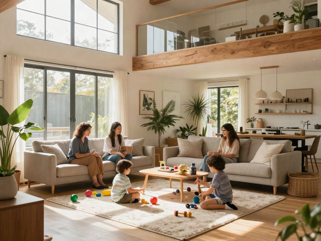 Haus Bauen Wien - Familie gestaltet neues Zuhause mit Freude und Liebe.