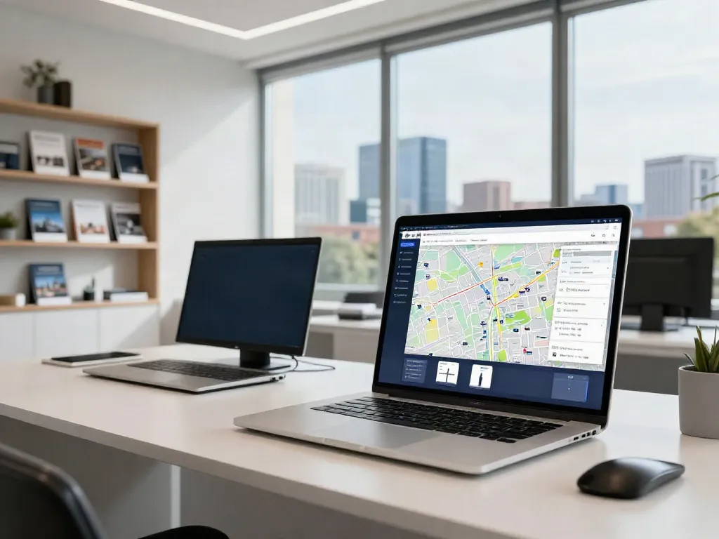 Immobilienmakler Berlin – modernes Immobilienbüro mit digitaler Ausstattung.