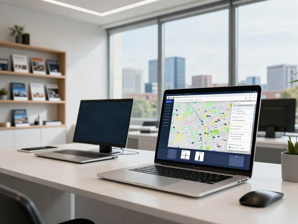 Immobilienmakler Berlin – modernes Immobilienbüro mit digitaler Ausstattung.