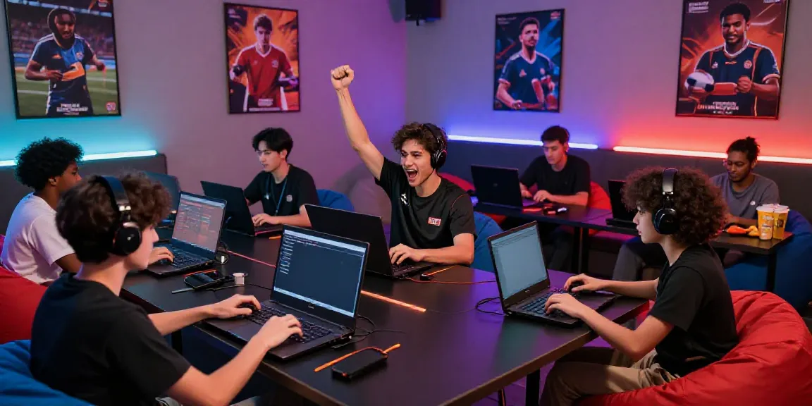 Dewacash Asia gaming scene with players celebrating online betting wins in a vibrant atmosphere.