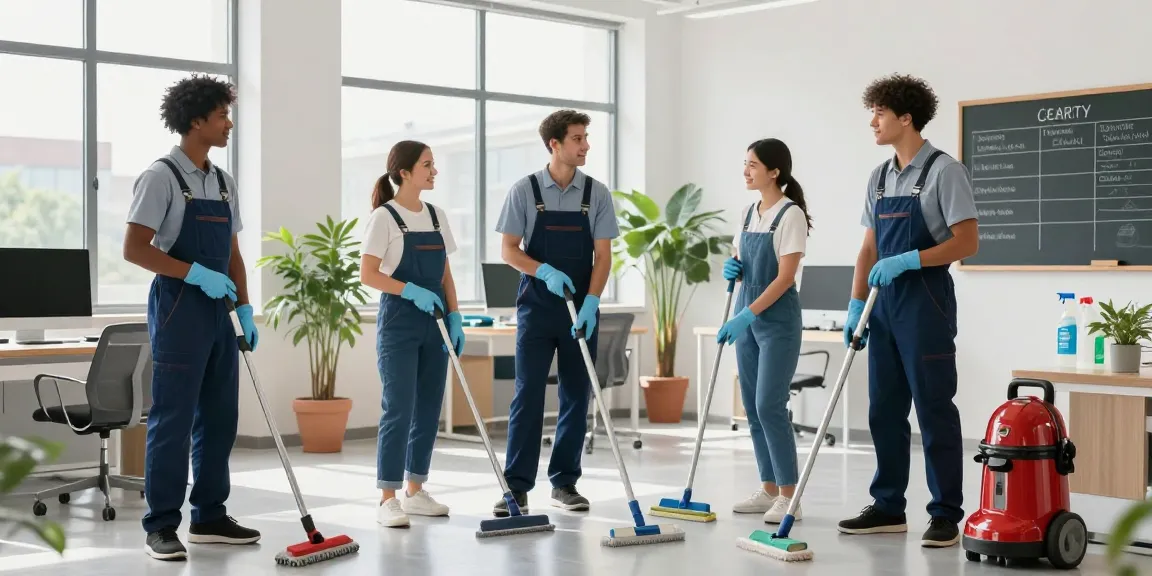 Professionelle Gebäudereinigung Düsseldorf mit einem Team in modernen Büros
