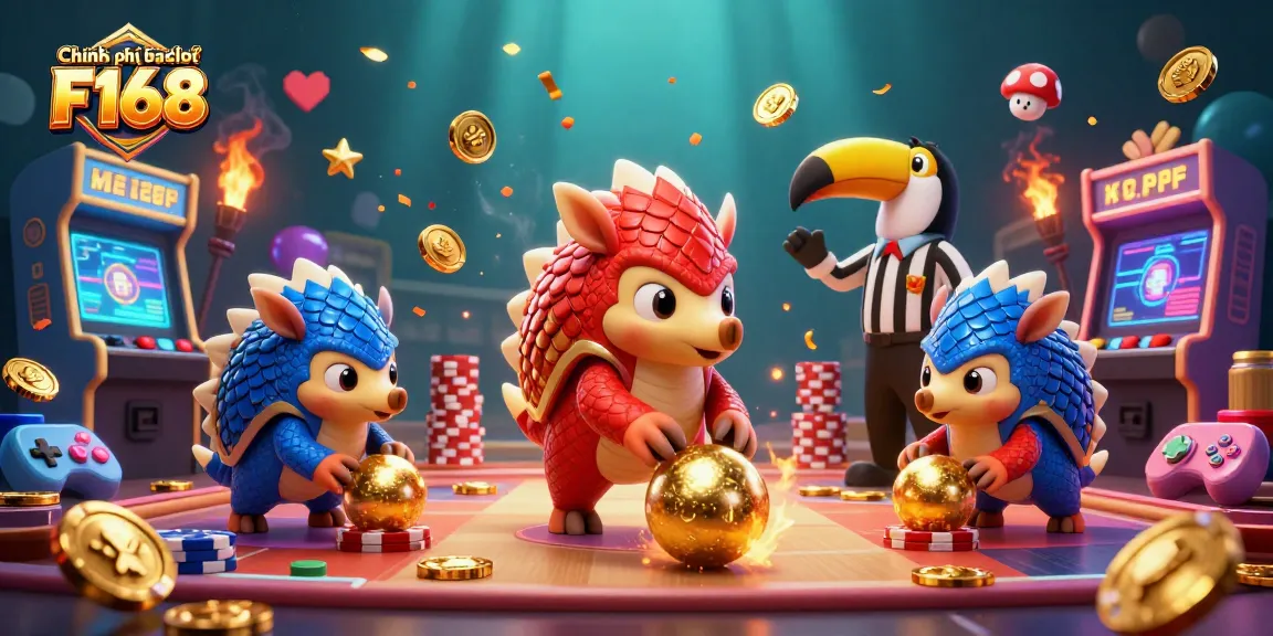 Interact with the exciting gaming action in Chính sách bảo mật F168 where pangolins roll through poker chips!
