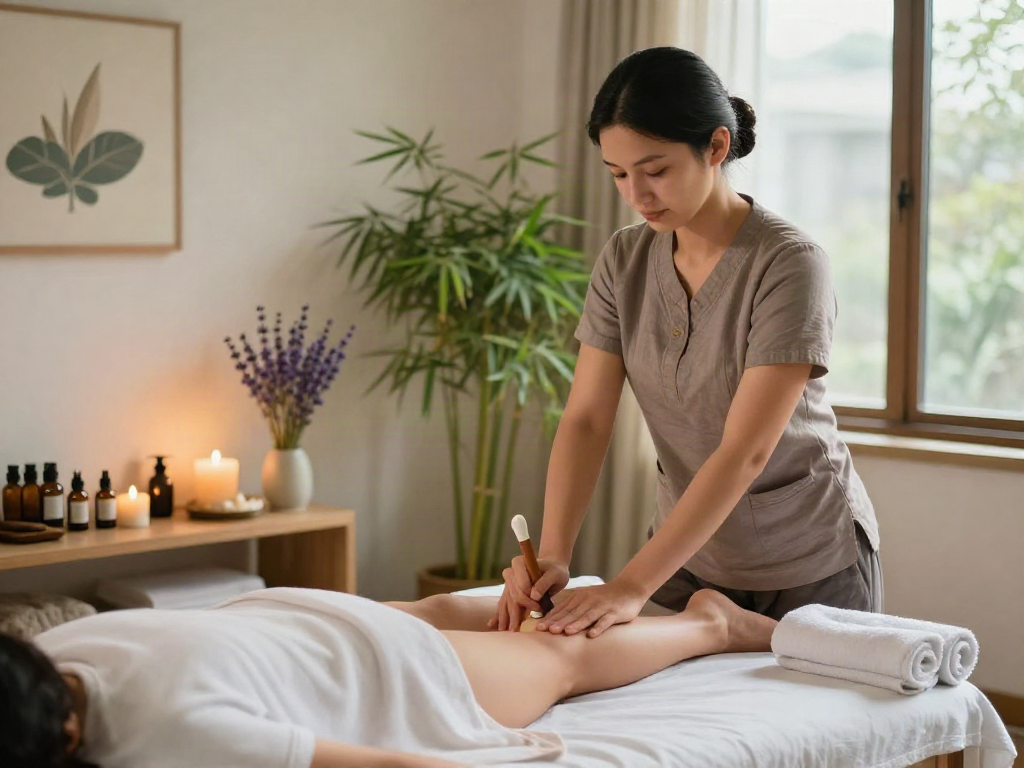 Experience 서대문출장마사지 in a serene setting with professional therapist preparing for a soothing session.