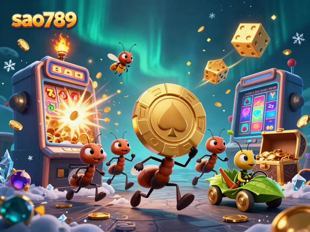 Engage in thrilling action like the aos789 team of ants mastering casino heists with golden poker chips.