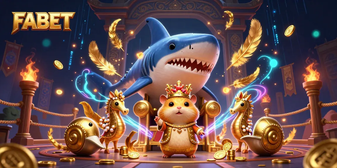 Experience FABET's thrilling gaming arena with royal characters and dazzling effects.
