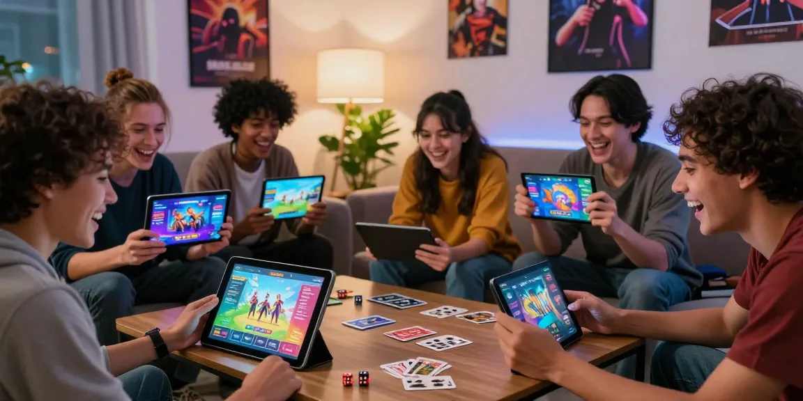 Exciting gaming scene showcasing friends enjoying Sunwin games at home, emphasizing social interaction and fun.