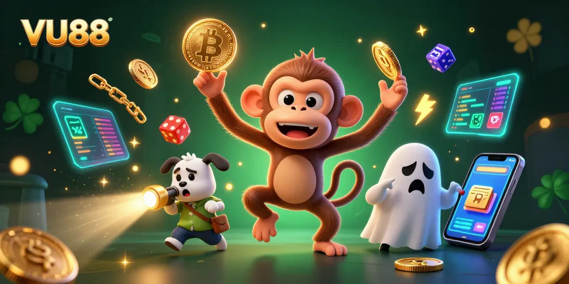 Experience thrilling gaming at VU88 with a mischievous monkey and friendly ghost-hunter puppy.