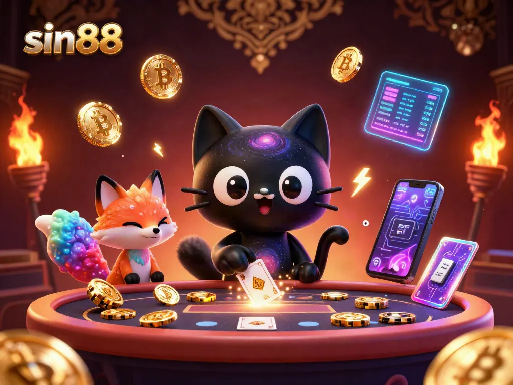 Engage with sin88's dynamic gaming world, featuring a captivating cosmic casino setting with vibrant elements.