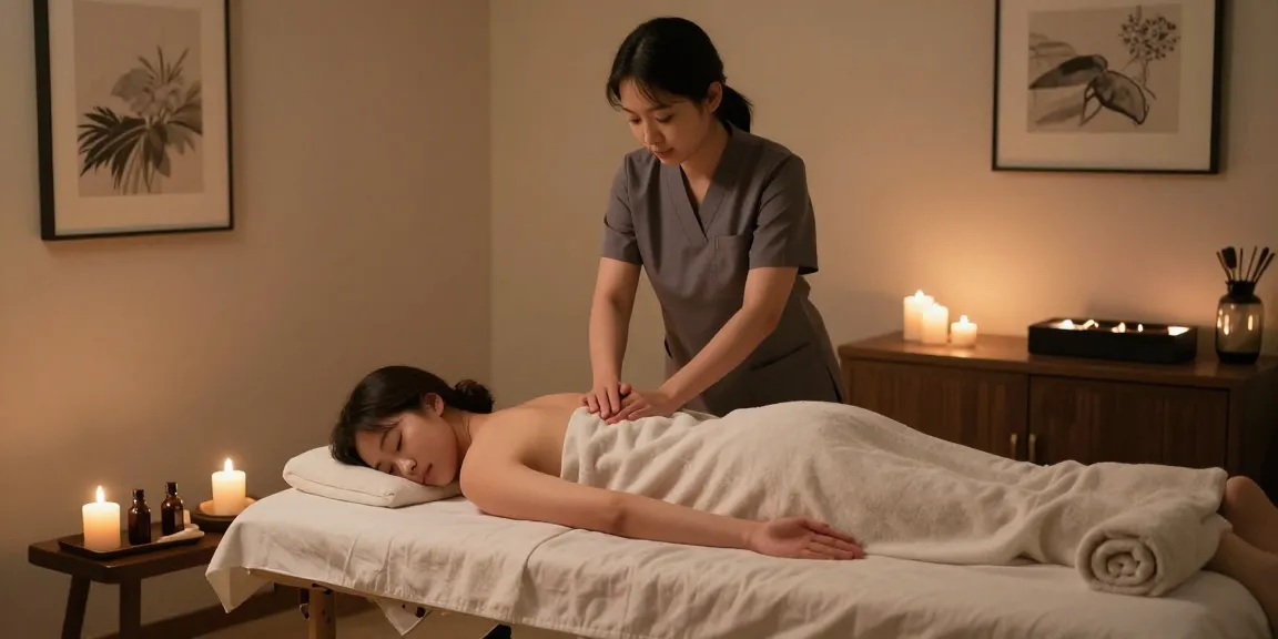 인천출장안마 service in a tranquil home setting, featuring a professional therapist and relaxed client.