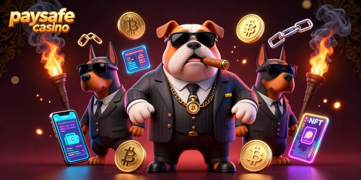 Sicher spielen in einem Paysafe Card Casino, mit mafia-inspirierten Charakteren und Krypto-Elementen.