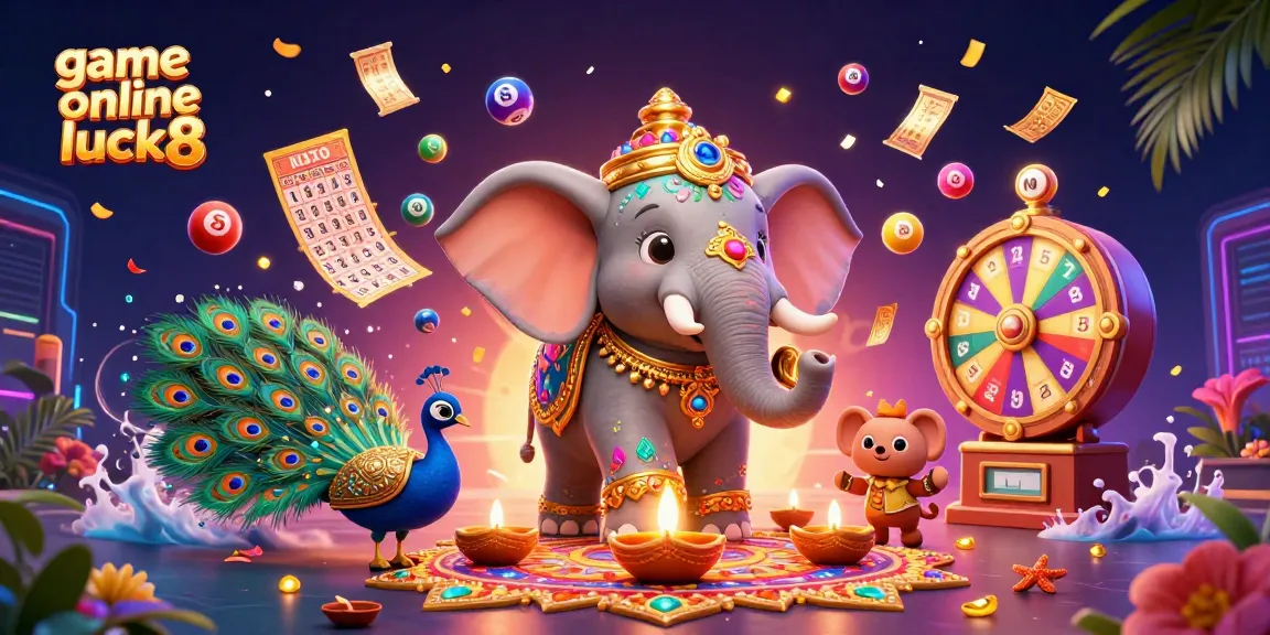 Experience game online luck8 with vibrant elements like colorful lottery balls and dynamic casino graphics.