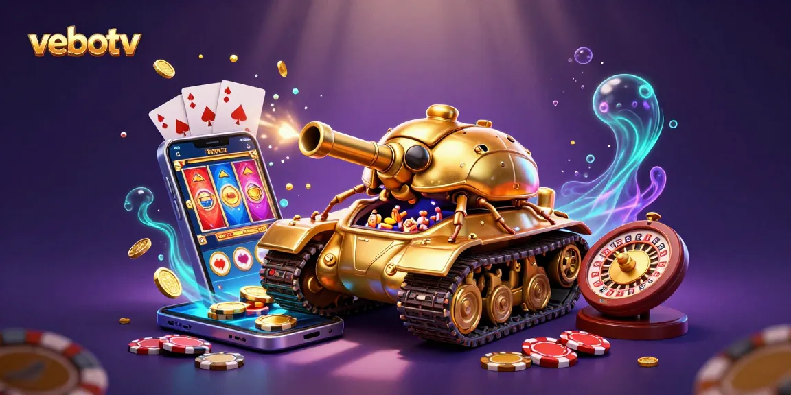 Engage with vebotv's vibrant casino experience featuring a golden beetle tank and dynamic gaming action.