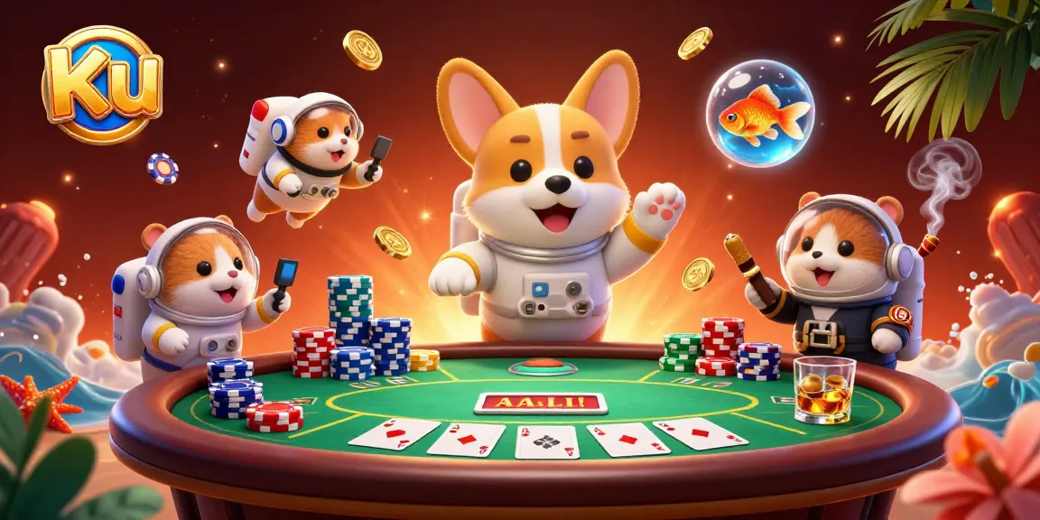 Engage in thrilling casino gameplay with Ku, featuring a whimsical astronaut corgi in action.