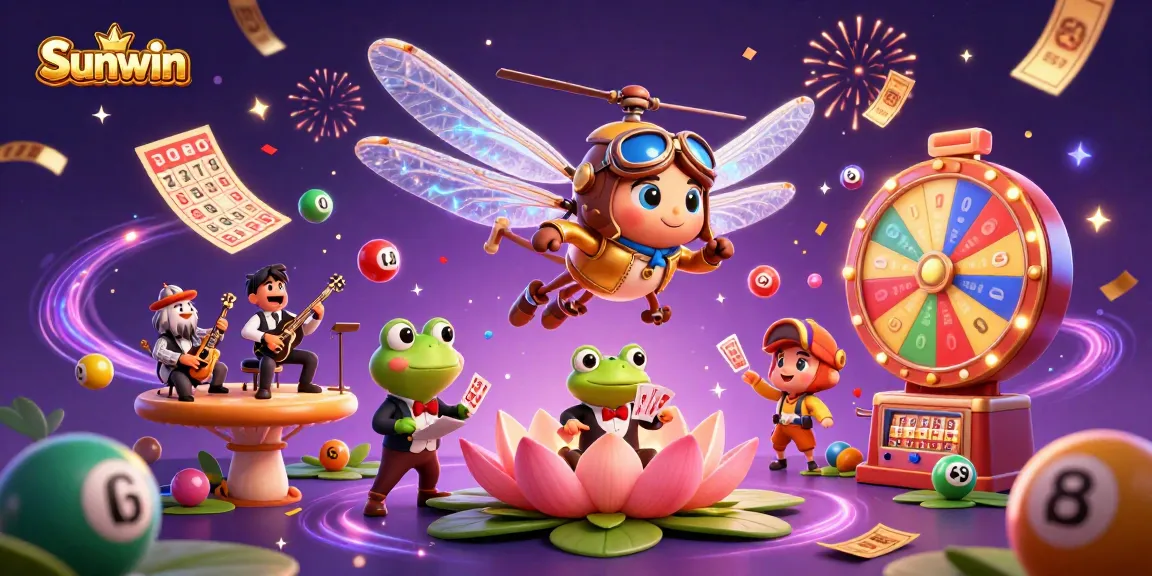 Sunwin offers a vibrant gaming experience with dynamic characters and colorful elements in a captivating casino scene.