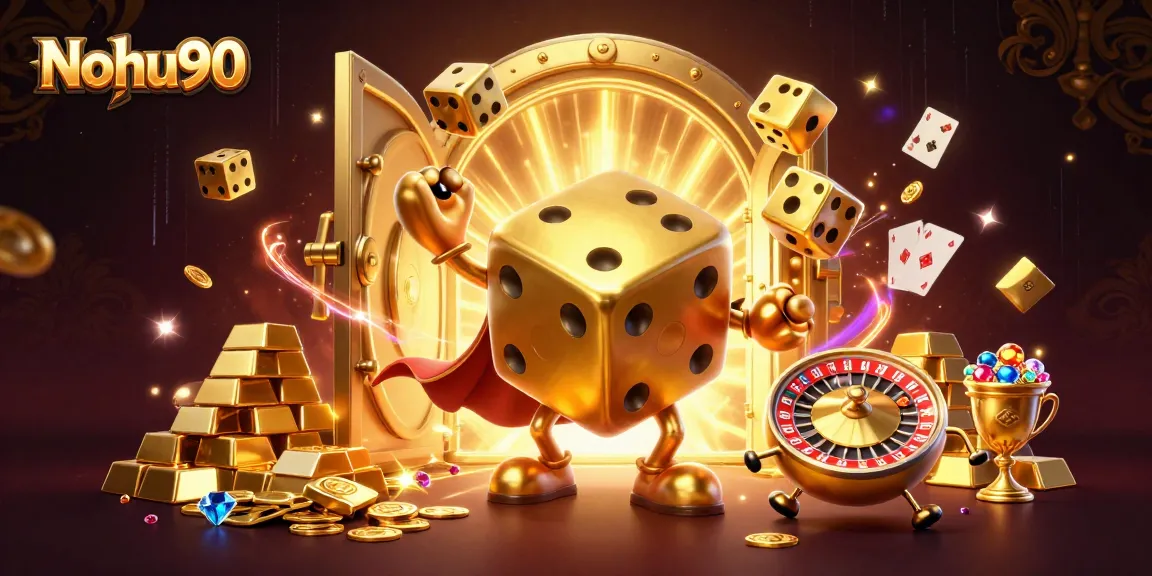 Nohu90 players enjoy a vibrant gaming experience in a dazzling 3D casino landscape.