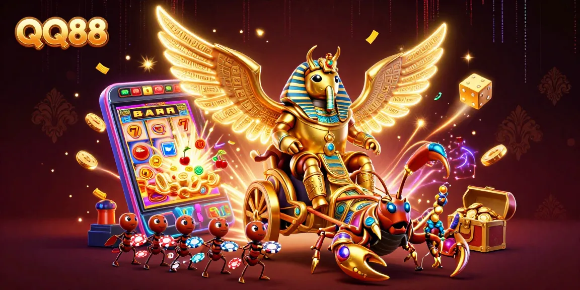 Experience thrilling QQ88 casino action with vibrant 3D characters and exciting game elements.
