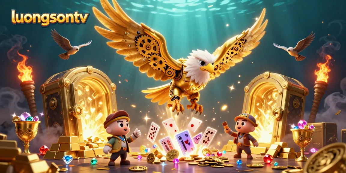 Engage with luongsontv's dynamic gaming experience featuring golden treasures and eagle action.